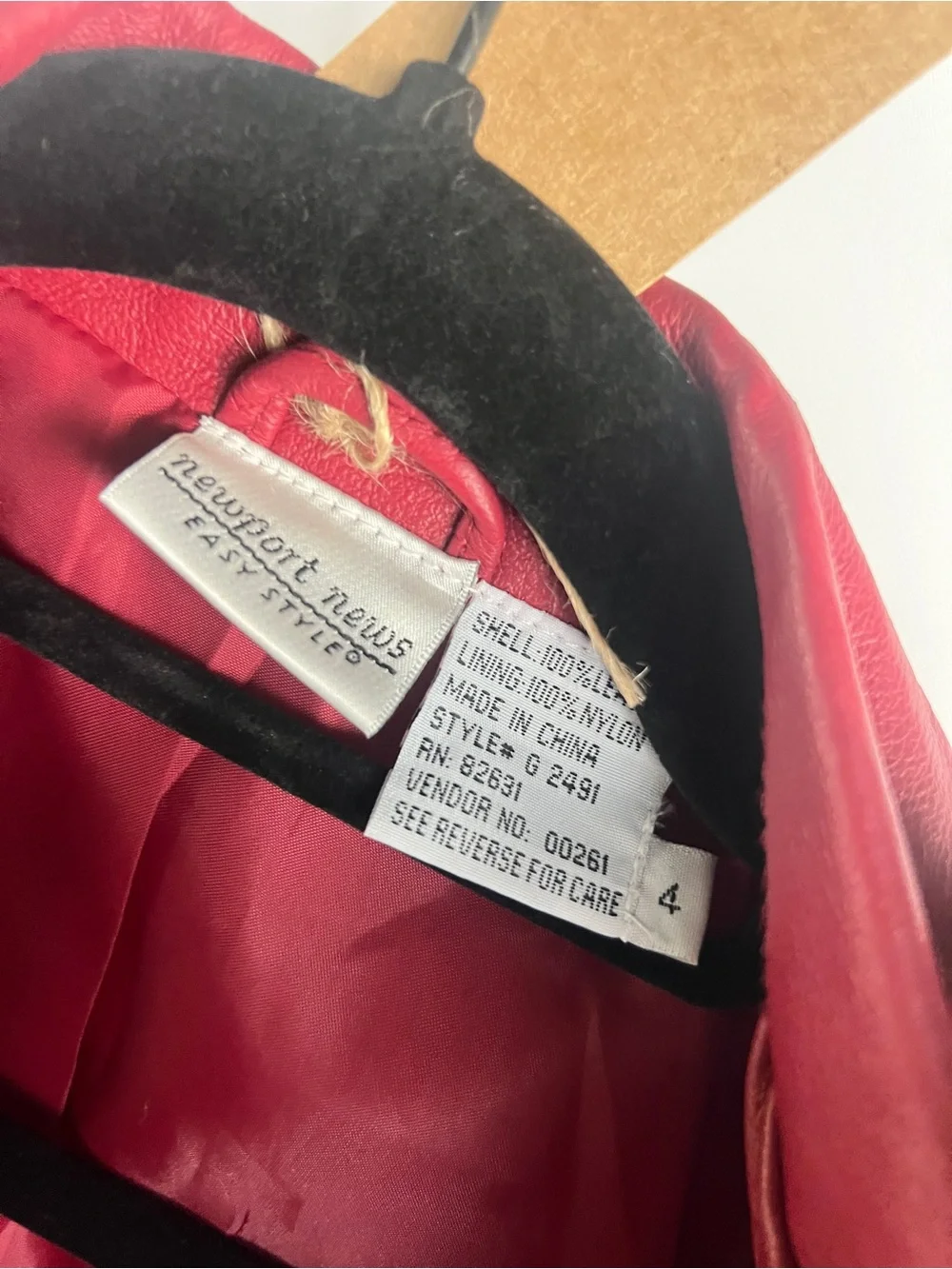 Vintage Newport News Red Leather Blazer and Skirt Set
